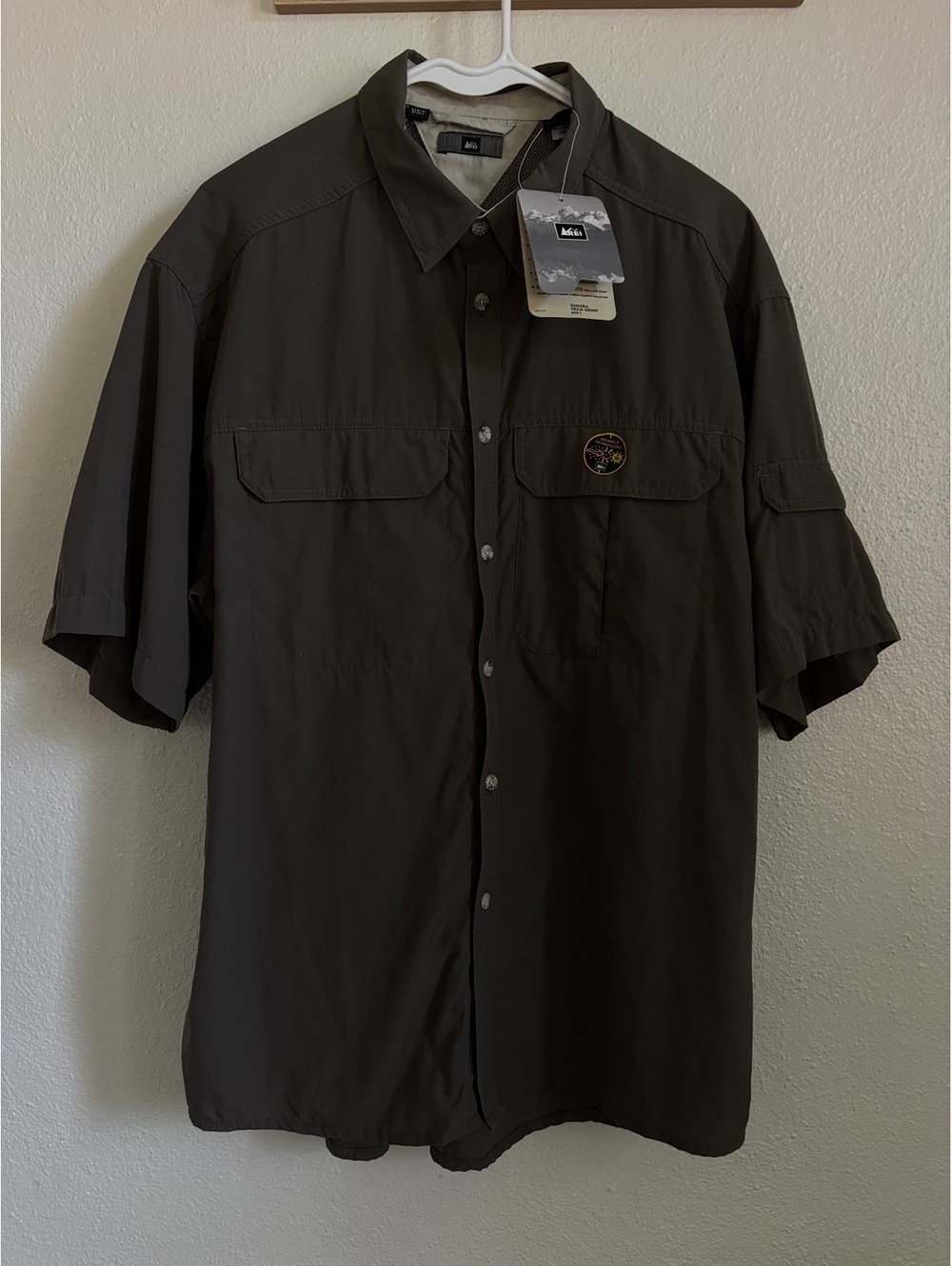 REI Sahara Tech Shirt Men’s Large Clay Brown Button Down NWT